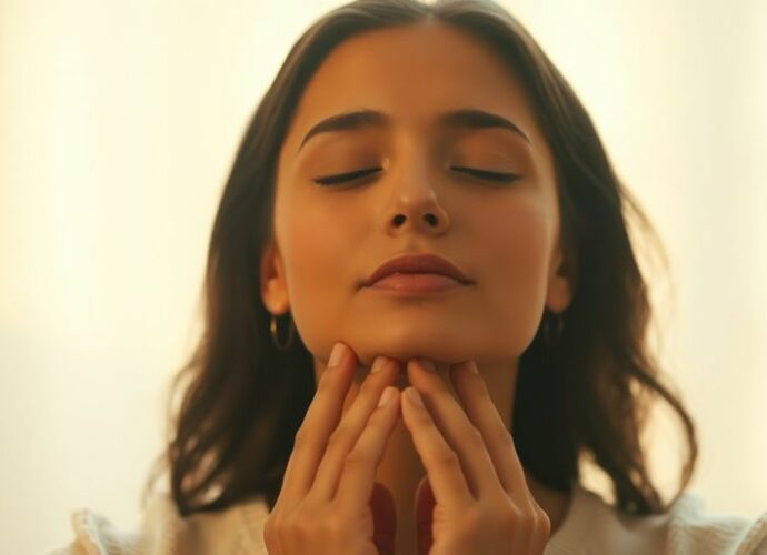 Personne relaxée, lumineuse, énergie douce.