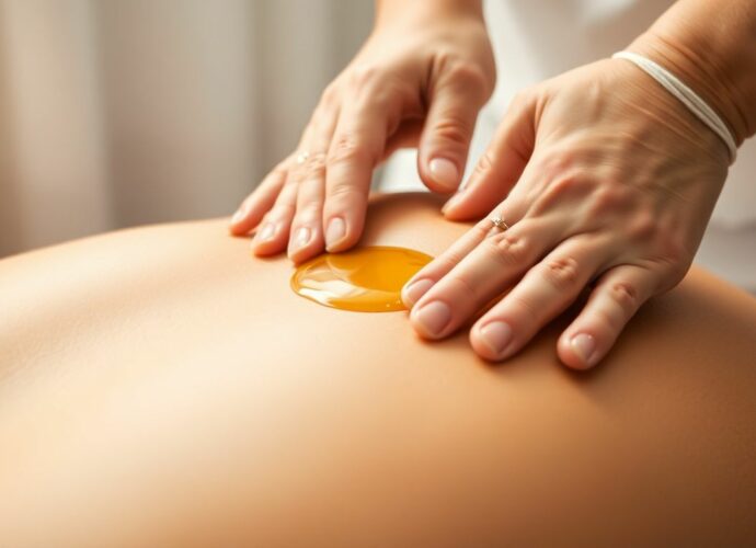 Hands applying oil during a personalized massage.