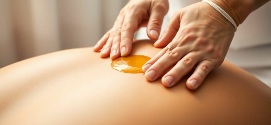 Hands applying oil during a personalized massage.